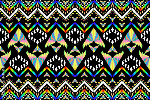 Abstract geometric design of ethnic, western fashion for Pakistani, Indian, Arab rugs, fabric, clothing, rugs, vector illustration, embroidery style, seamless, and wallpaper.