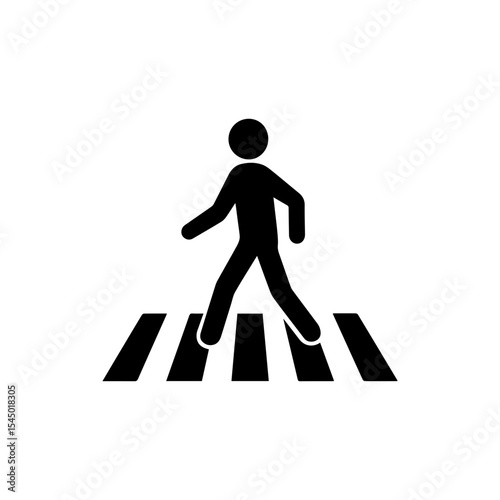 Crosswalk sign icon with transparent background symbolizing pedestrian crossing and road safety
