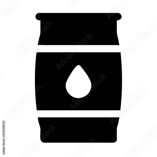 A black barrel featuring a water drop symbol. This image is a symbol of the oil industry and the energy sector, symbolizing raw material