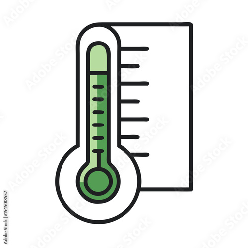 A simple illustration of a thermometer, showing the current temperature on the scale