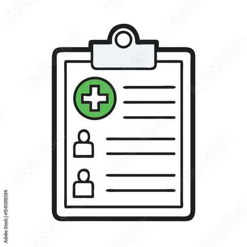 Medical clipboard with a green medical cross