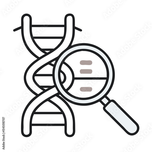 A detailed illustration of a DNA strand being examined under a magnifying glass, representing scientific exploration and the study of genetics.