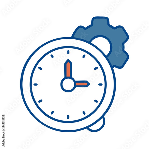 An illustration of a clock and a gear, suggesting time management and efficiency. This image is perfect for conveying concepts related to time and productivity.