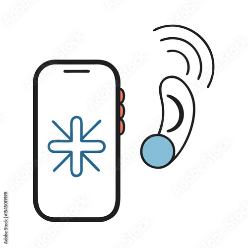 Digital Hearing Aid Technology: An illustration representing the integration of mobile technology with hearing assistance, capturing the innovation in accessible audio solutions.