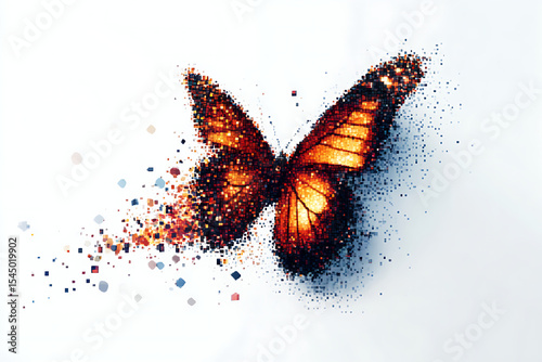 Butterfly in Pixel Form, Symbolic Flight of Transformation