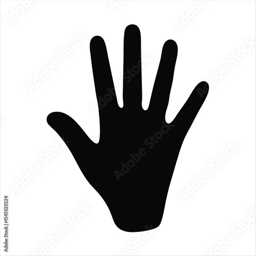 Silhouette of a hand showing five fingers, simple and recognizable symbol