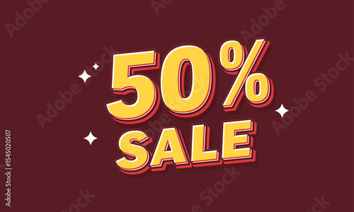 Prominent 50% Sale Banner with Retro Pop Art Typography. A stylish banner with "50% SALE" text in pop art style on a dark background.