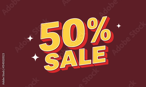 Prominent 50% Sale Banner with Retro Pop Art Typography. A stylish banner with "50% SALE" text in pop art style on a dark background.