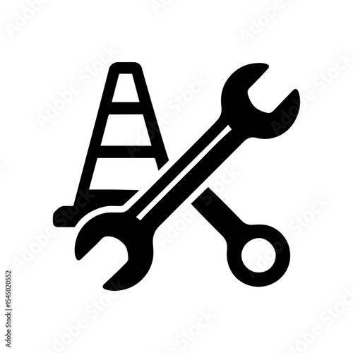 Road maintenance icon with transparent background symbolizing construction, repair, and infrastructure work
