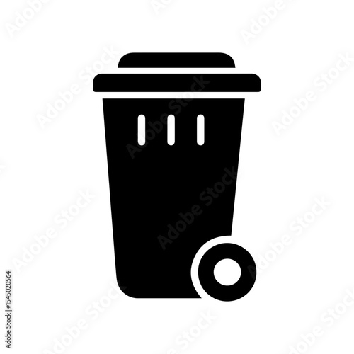 Wheeled garbage bin icon with transparent background symbolizing waste disposal and trash collection
