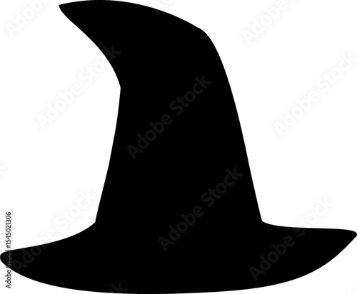 Halloween witch hat silhouette design isolated. 
simple shape black witch hat.
Transparent background, SVG file.