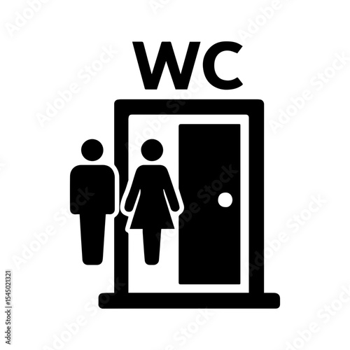 Public toilet male female symbols icon with transparent background representing restroom facilities and gender signage
