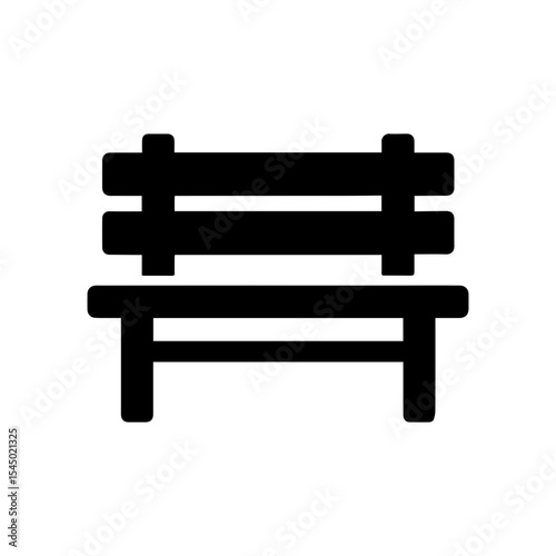 Park bench icon with transparent background symbolizing outdoor seating and public relaxation area
