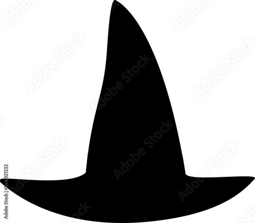 Halloween witch hat silhouette design isolated. 
simple shape black witch hat.
Transparent background, SVG file.