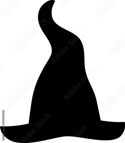 Halloween witch hat silhouette design isolated. 
simple shape black witch hat.
Transparent background, SVG file.
