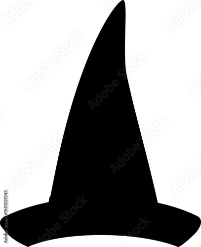 Halloween witch hat silhouette design isolated. 
simple shape black witch hat.
Transparent background, SVG file.