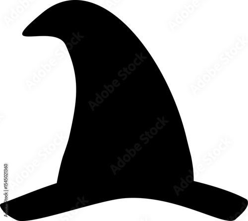 Halloween witch hat silhouette design isolated. 
simple shape black witch hat.
Transparent background, SVG file.