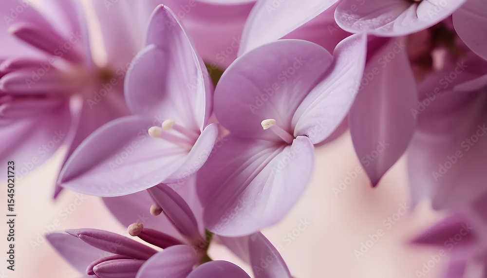 Close up view of delicate pale purple flower blooms Close up view of delicate pale purple flower blooms