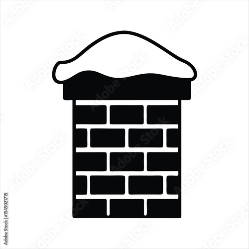 A classic black and white chimney with snow on top icon