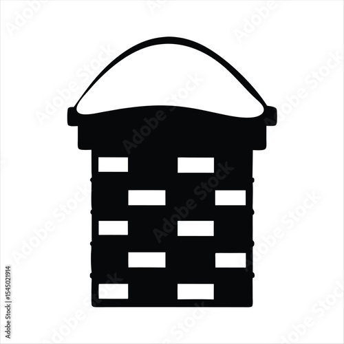 Stylized handdrawn illustration of a basket with rectangular cutouts and handle