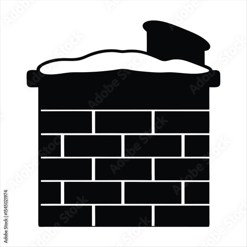 Stylized black chimney with snow on top perfect for winter illustrations