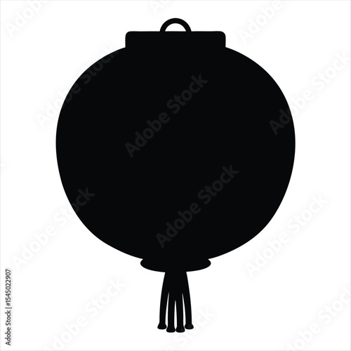 Monochrome image depicting a silhouette of a spherical asian lantern