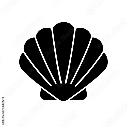 Scallop shell icon in filled style – symbol of pilgrimage and baptism