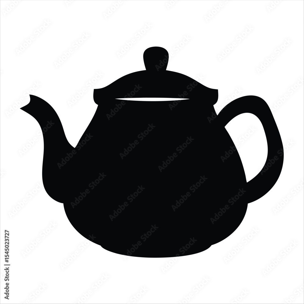 Obraz premium Elegant Black Teapot Silhouette for Tea Service and Beverage Preparation Icon