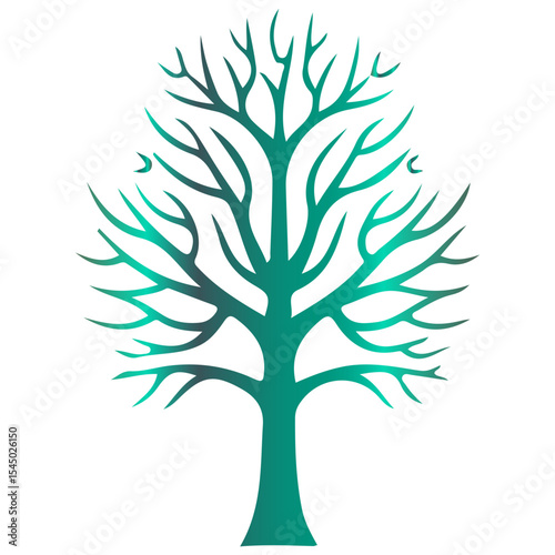 A single tree specimen design with a focus on botanical accuracy and gradient shading