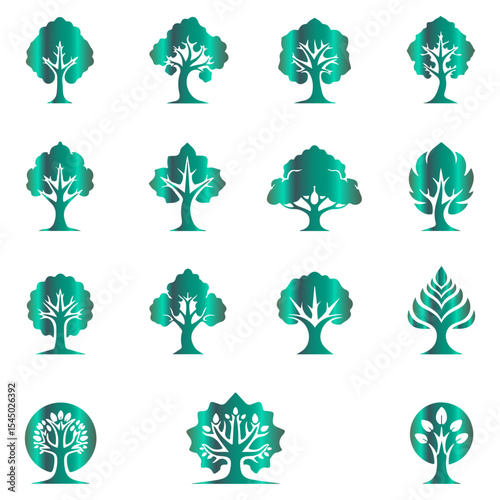 The intricate detail of botanical leaves and trees illustration in a precise vector art design