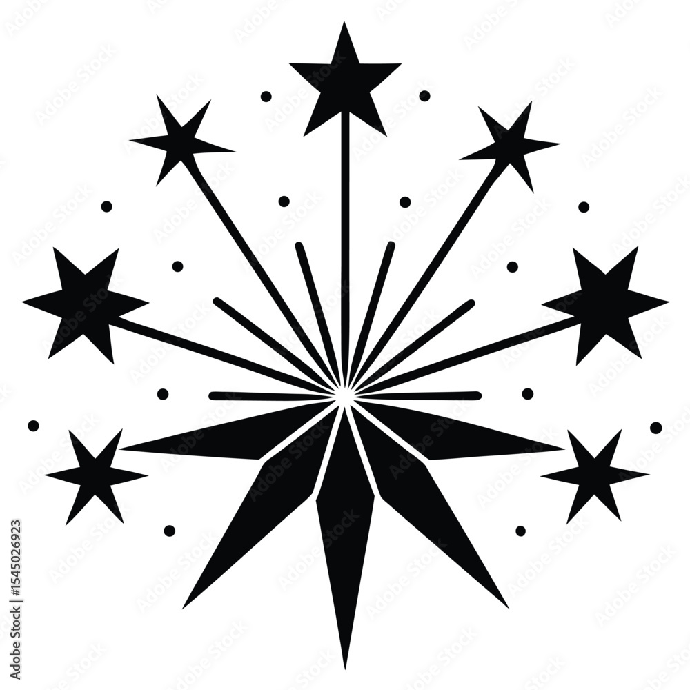 Obraz premium Abstract black starburst fireworks design element