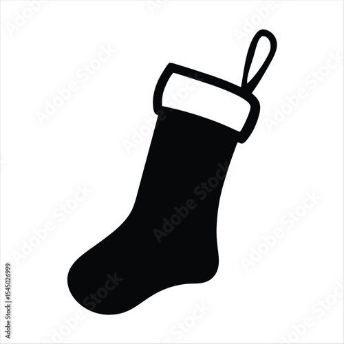 Simple line art illustration of a Christmas stocking ready to be filled