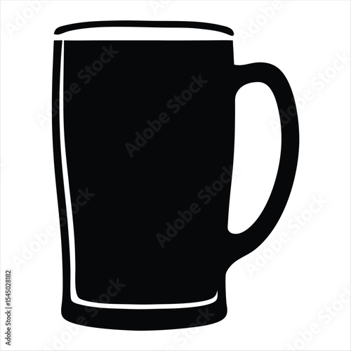 A black and white illustration of a mug used for beer or coffee