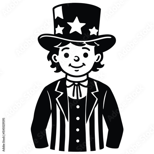 Child in uncle sam costume patriotic illustration