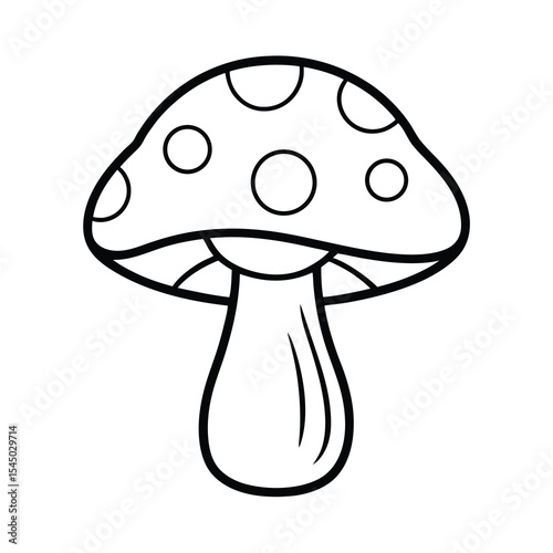toadstool mushroom woodcut outline vector art