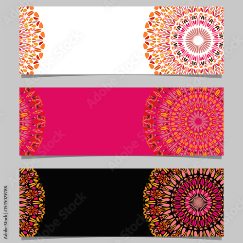 Colorful abstract geometrical floral mandala banner set