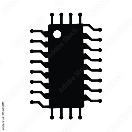 Black and white illustration of an integrated circuit or computer chip