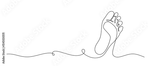 Continuous one line art drawing of bare foot in simple style and outline vector art illustration  Barefoot drawn in one continuous line. Female footprint in a simple linear style. Foot massage