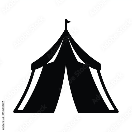 Simple black and white vector image of a circus tent icon
