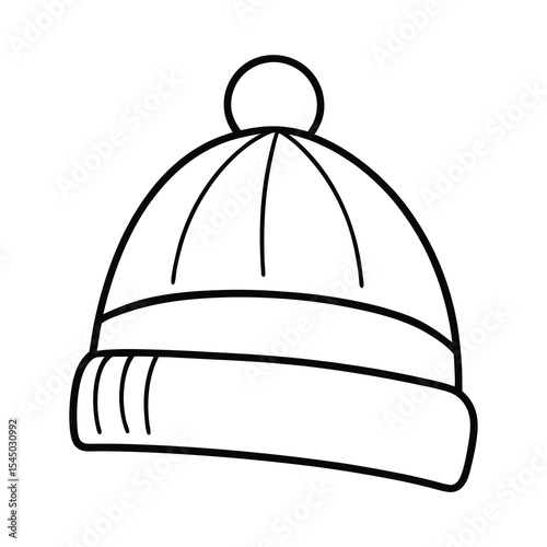 wool beanie hat simple outline art