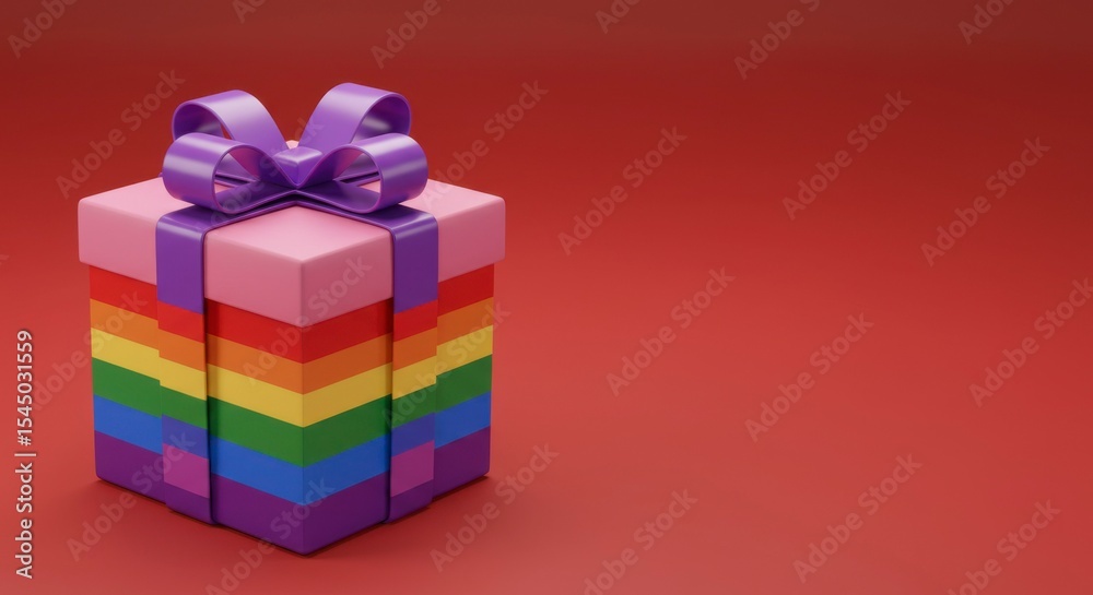 Obraz premium Gift box with rainbow design