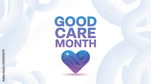 good care month logo with a heart and blue and pink colors