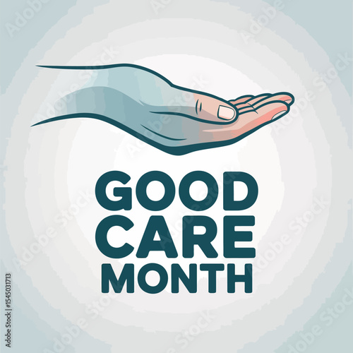 Good Care Month Open Hand Illustration Support Wellness Awareness Concept