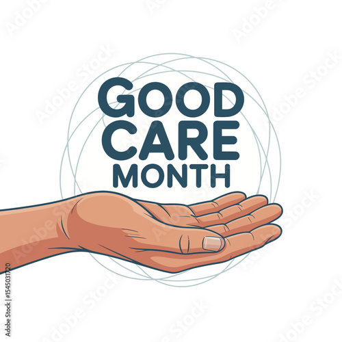 Good Care Month Open Hand Illustration Support Wellness Awareness Concept