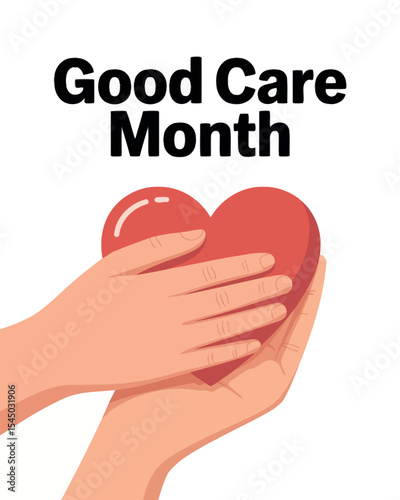 Good Care Month Illustration Hand Holding Heart Support Awareness Design