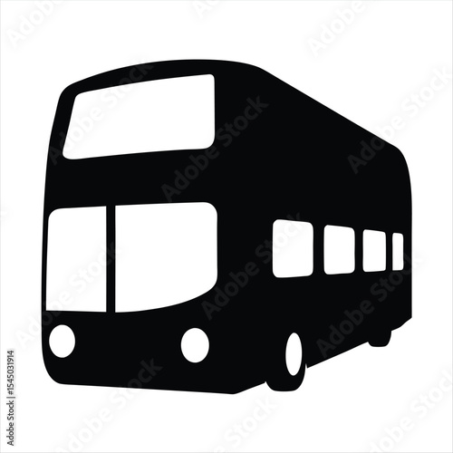 Double decker bus in silhouette against a white background for London transport