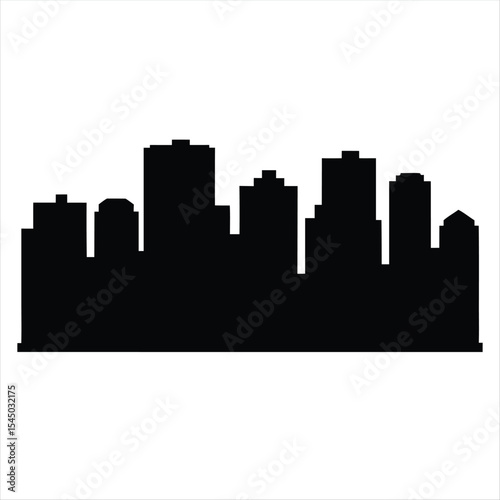 Cityscape Silhouette of a Modern Urban Area with High Rise Buildings