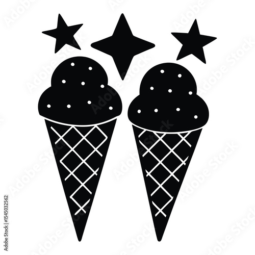Two ice cream cones with sparkling stars