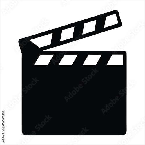 Classic cinema clapperboard icon, ready for a movie production scene graphic