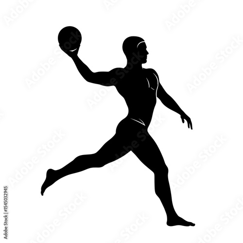 Black silhouette water polo player throwing ball aquatic athlete figure action water polo water sports